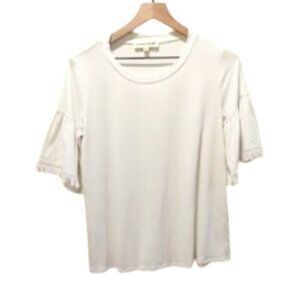 JOHNNY WAS Calme Fringe Trim Flutter Sleeve Cream Organic cotton.Size: XS
